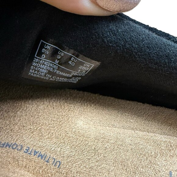 CLARKS ROSEVILLE ECHO CLOGS BLACK SUEDE SIZE 9 SLIP ON CUSHIONED COMFORT CASUAL - Picture 4 of 6